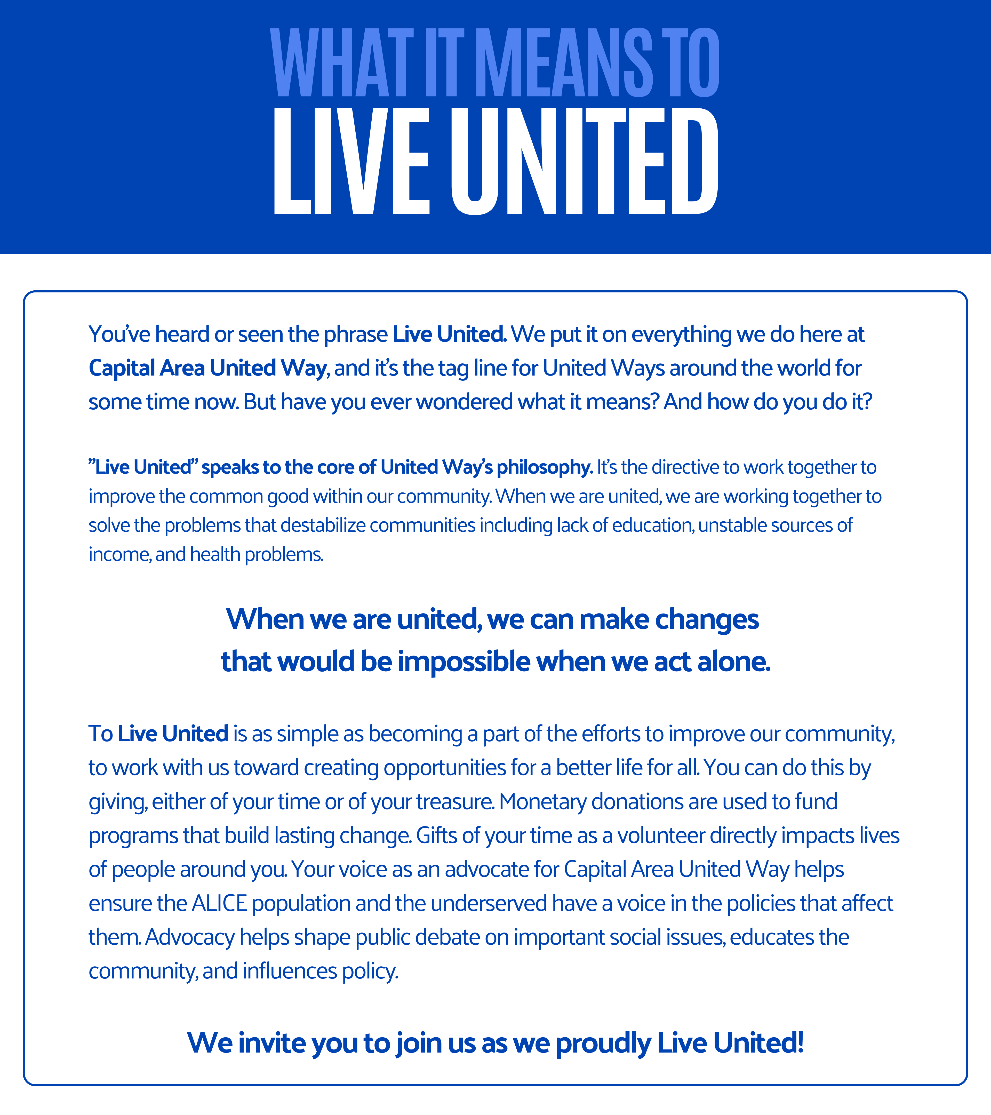 What It Means to Live United